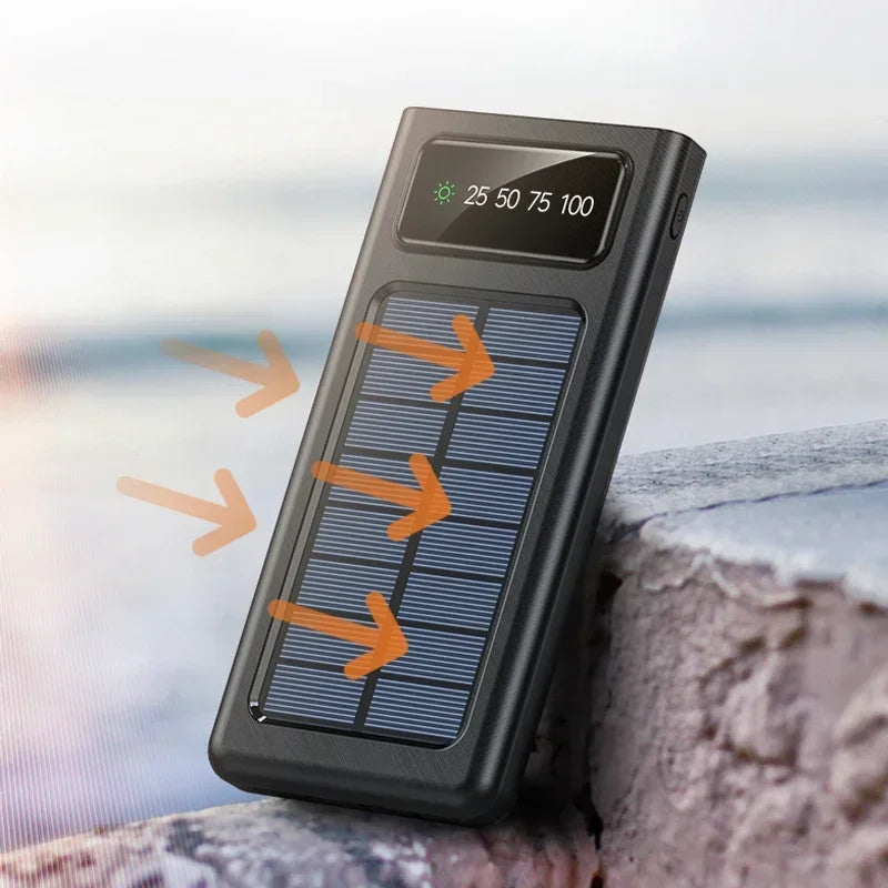 200000mAh 120W Solar Power Bank With Led Lamp Super Fast Charging Ultra High Capacity 4 Wire Digital Display External Battery