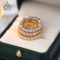 14K 18K Gold Plated Ring S925 Silver Pave Ring White Moissanite Ring