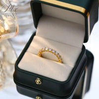 14K 18K Gold Plated Ring S925 Silver Pave Ring White Moissanite Ring