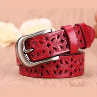 Leather Belts for Woman Belt Vintage Pin Buckle Strap Jeans Hollow Belt