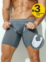 2pcs/3pcs/4pcs Long Leg Boxer Shorts for Men in Breathable Mesh Fabric Sport Underwear Randomly