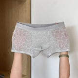 Fashion Underpants Men Boxer Briefs Ice Silk Quick Dry Lace Shorts Boxers Breathable Mesh Thin Underwear for Men Gift