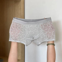 Fashion Underpants Men Boxer Briefs Ice Silk Quick Dry Lace Shorts Boxers Breathable Mesh Thin Underwear for Men Gift