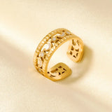 Elegant Ring Enamel Stainless Steel Rings For Women Men Accessories Flower Plant Jewelry Real Gold