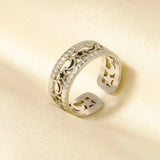 Elegant Ring Enamel Stainless Steel Rings For Women Men Accessories Flower Plant Jewelry Real Gold