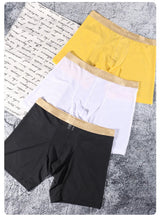 Men Ice Silk Sexy Underwear Long Leg Boxer Shorts Sports Breathable Mesh Thin Underpants Bulge Pouch Boxershorts Men See Through