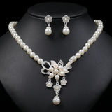 Personality flower Pearl Wedding Necklace Earring