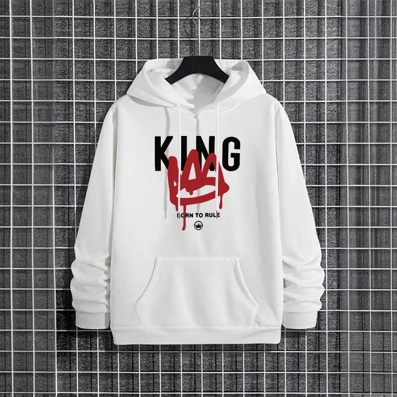 King Printing Mens Tracksuit Clothing Casual Sweatshirts Outdoors Sports Jogging Mens Hoodies Street Sportswear Autumn Winter