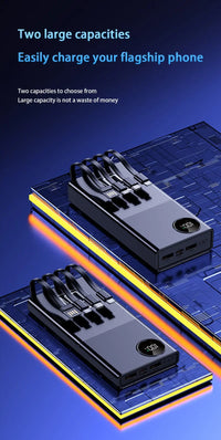 200000mAh 120W Power Bank Large Capacity Super Fast Charge Portable Power Bank With 4 Charging Cables LED Digital Display New