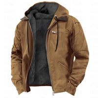 Men's Solid-Color Hooded Cotton Jacket