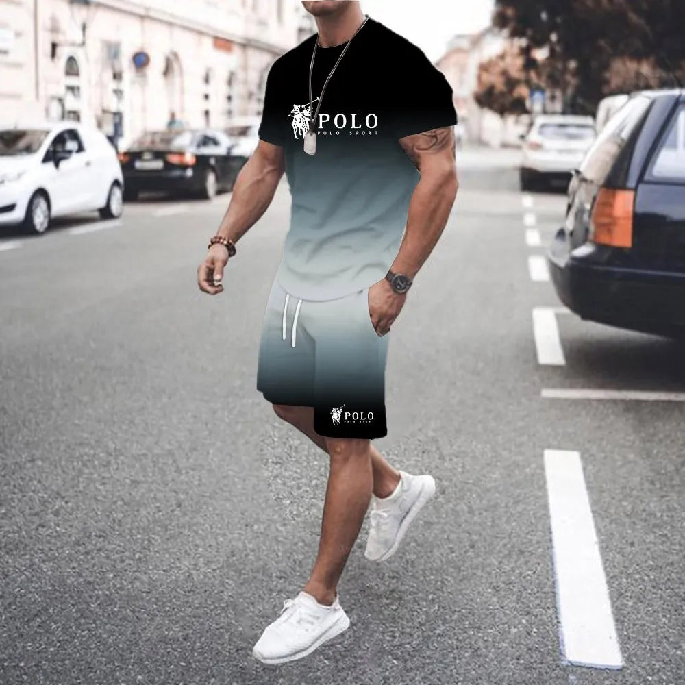 Short Sleeved T-Shirt+Shorts Men's Jogging Set
