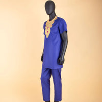 African Clothes for Men Agbada , Shirts, Pants, and  Hats 4 Piece Set - A2216013