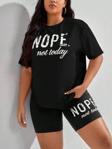 Nope Not Taday Letter Prints Tops & Shorts