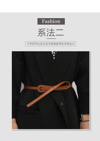 Thin Knotted Belts for Women Belt Lady Waist Band Soft Leather Waist Belt Solid Color Strap Dress Coat  Accessories Luxury