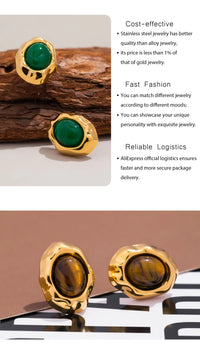 18K Gold Plated Stainless Steel with Gemstone