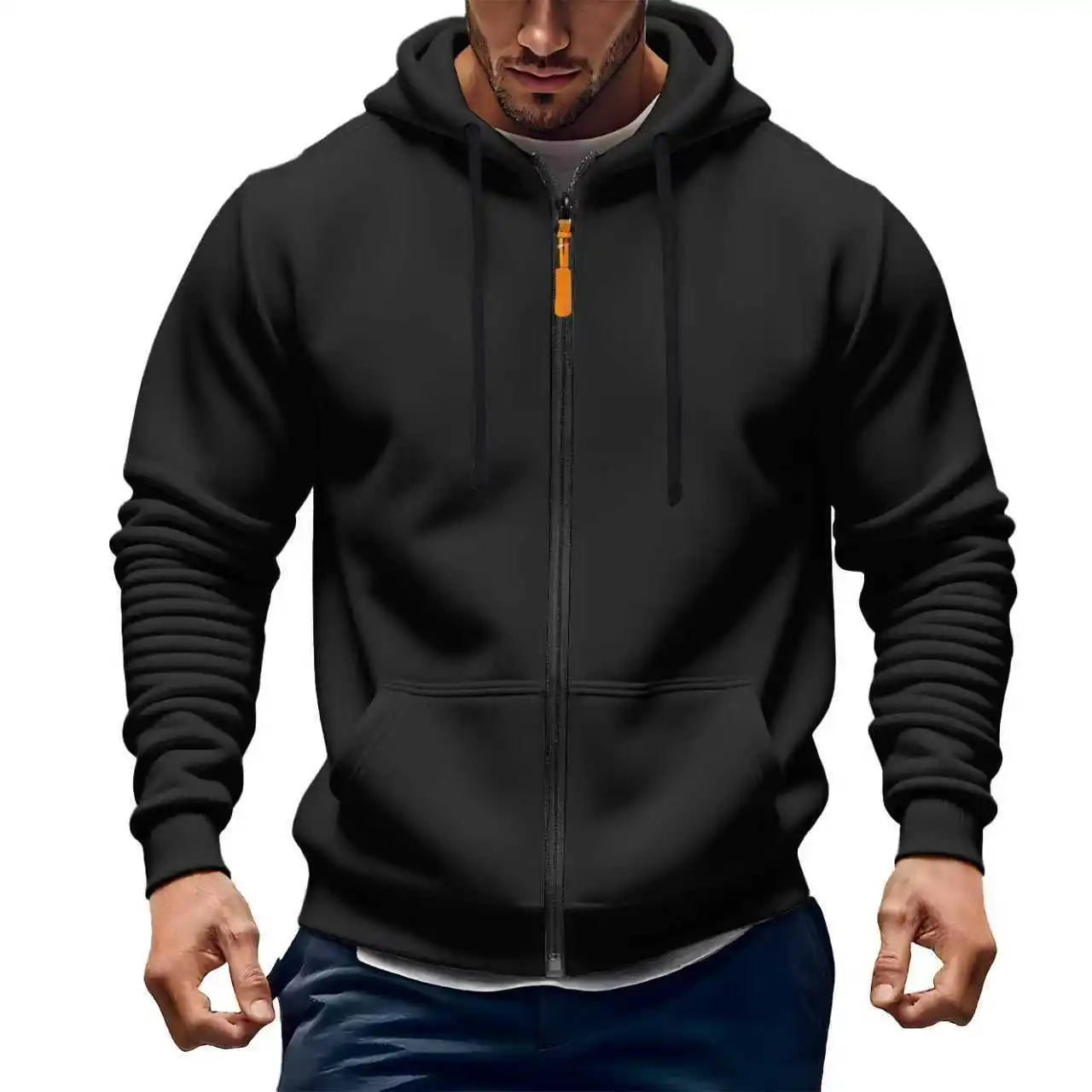 Casual Fashion Men's Solid Color Zippered Sweatshirt