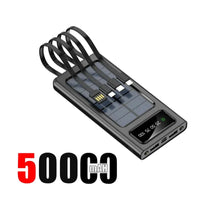 200000mAh 120W Solar Power Bank With Led Lamp Super Fast Charging Ultra High Capacity 4 Wire Digital Display External Battery