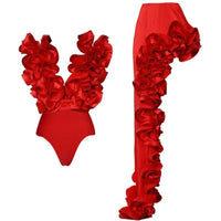Women Ruffle Splice Bikini With Skirt