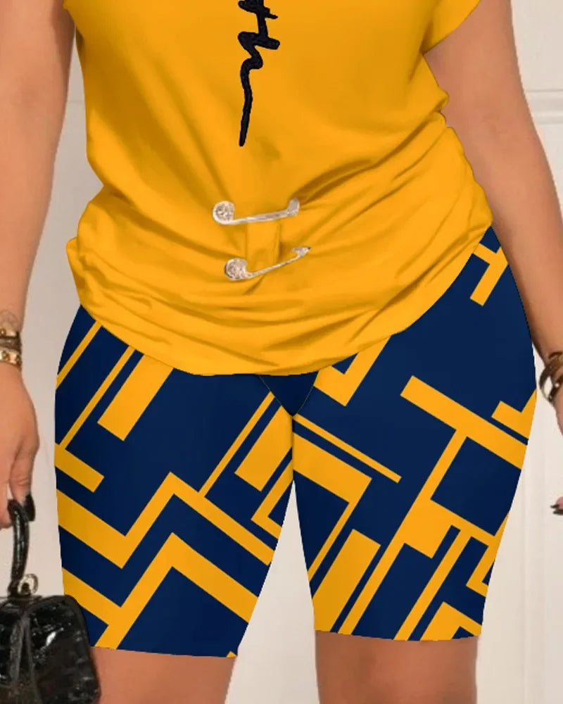 Fashionable Printed Suit Skirt Set