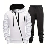 Mens Tracksuit Solid Color Casual Zipper Sweatshirts Daily Sports Jogging Hoodies Mens Clothing Single Piece Jacket Tops Pants