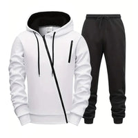 Mens Tracksuit Solid Color Casual Zipper Sweatshirts Daily Sports Jogging Hoodies Mens Clothing Single Piece Jacket Tops Pants