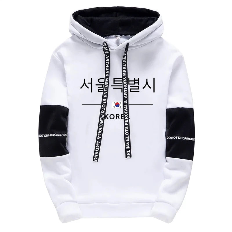 Mens Tracksuit Print Casual Sweatshirts Sportswear Outdoors Sports Jogging Mens Clothing Single Piece Hoodie Pants Korean Style