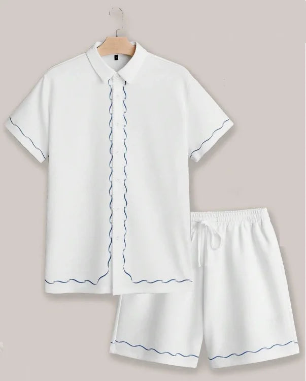 Men 3D Printed Retro Hawaiian Shirt Set