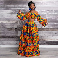 Afro Women 2-piece Set Lady Full Sleeve Shoulder Off
