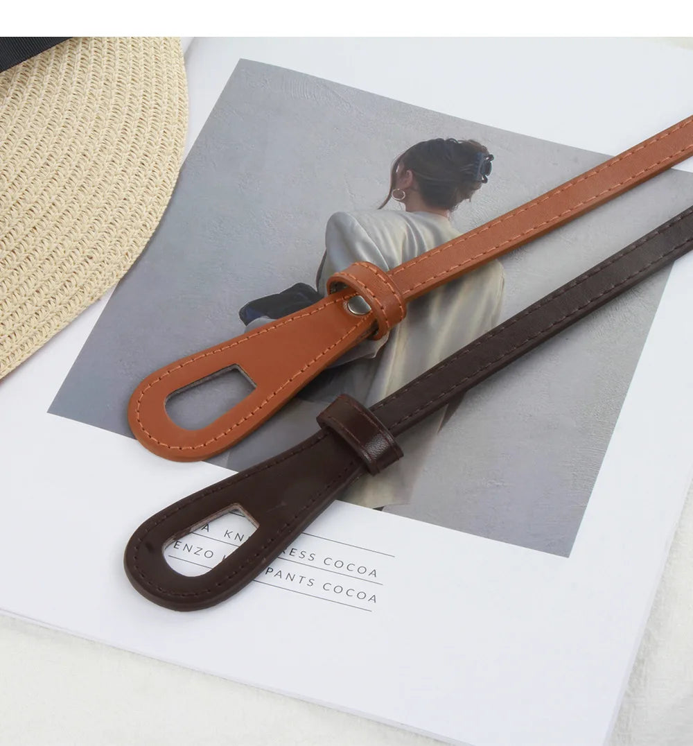 Thin Knotted Belts for Women Belt Lady Waist Band Soft Leather Waist Belt Solid Color Strap Dress Coat  Accessories Luxury