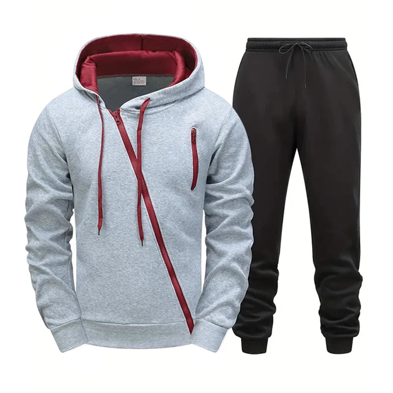 Mens Tracksuit Solid Color Casual Zipper Sweatshirts Daily Sports Jogging Hoodies Mens Clothing Single Piece Jacket Tops Pants