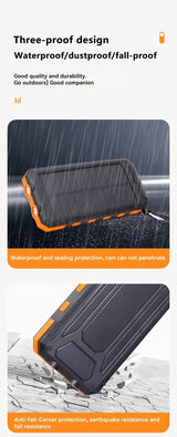 200000mAh Solar Power Bank Portable Large Capacity Charger Compatible with IOS Android USB-A And USB-C Fast Charging