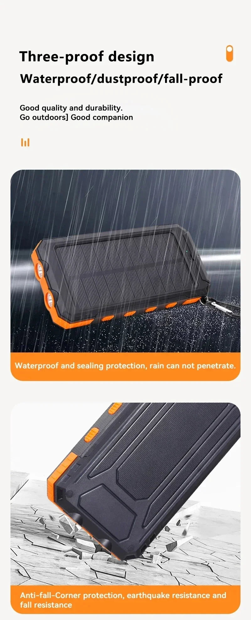200000mAh Solar Power Bank Portable Large Capacity Charger Compatible with IOS Android USB-A And USB-C Fast Charging