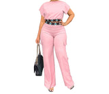 Geometric Print Boat Neck Top & Casual Pants Set