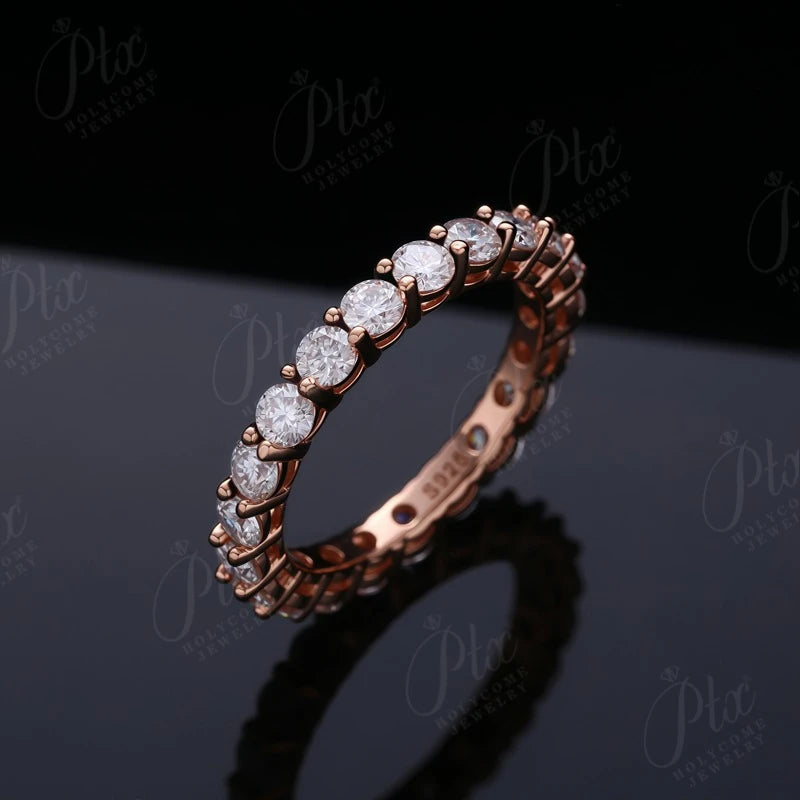 14K 18K Gold Plated Ring S925 Silver Pave Ring White Moissanite Ring