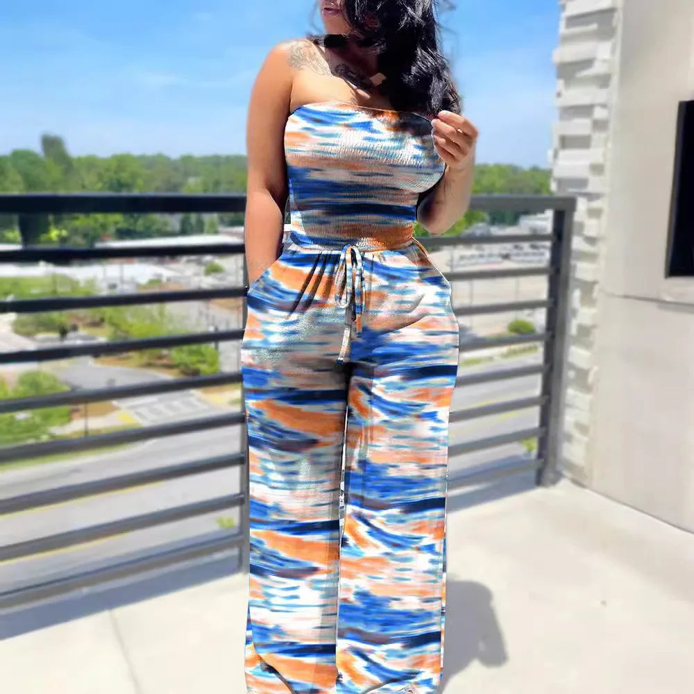 Casual Polka Dot Off Shoulder Jumpsuits