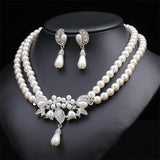 Personality flower Pearl Wedding Necklace Earring