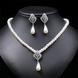 Personality flower Pearl Wedding Necklace Earring