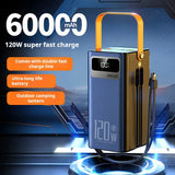 30000mAh 60000mAh Portable Power Bank 120W Fast Charging Power Station Emergency Power Bank LED Charger for Home Camping Phone