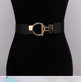 Women's Fashion Round Buckle Belt, Simple 4cm Wide Elastic Waistband, Decorative Temperament Waist Cincher