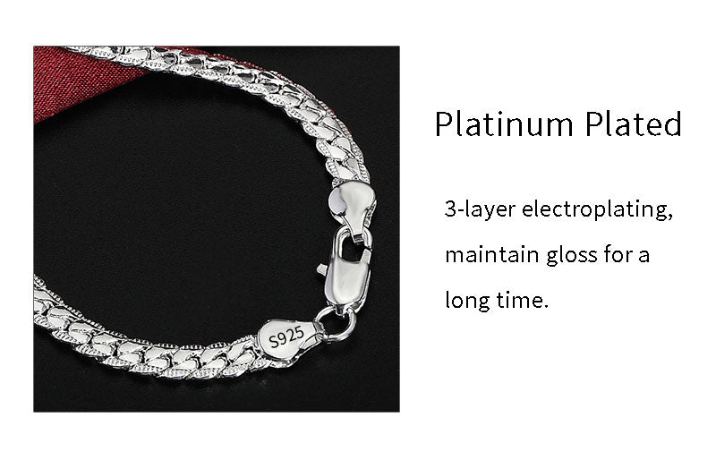 18K Gold/Silver Color 6mm Full Sideways Necklace 8/18/20/24 Inch