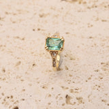 Fashion inlaid green stone ring personalized retro engagement ring female gold-plated