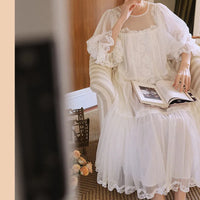Princess White Vintage Round Neck Nightdress