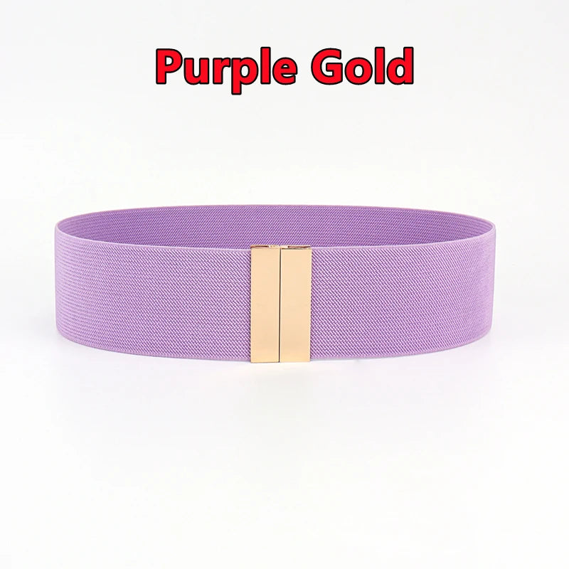 Fashion Women Elastic Band Wide Belts Simple Down Coat Waist Belt Female Buckle Black Strap Dress Decoration Accessories Ladies