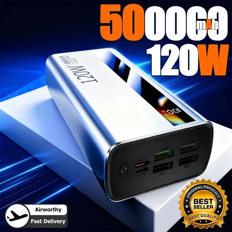 500000mAh Power Bank 120W Fast Charging Large Capacity Power Bank PD 20W Suitable For All Mobile Phones Long Endurance