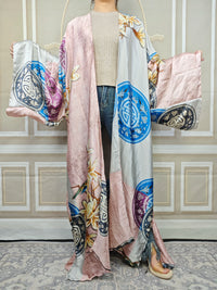 African Dresses For Women Plus Size Muslim Summer Silk Loose Cardigans Traditional Ramadan Long Duster Coat For Party