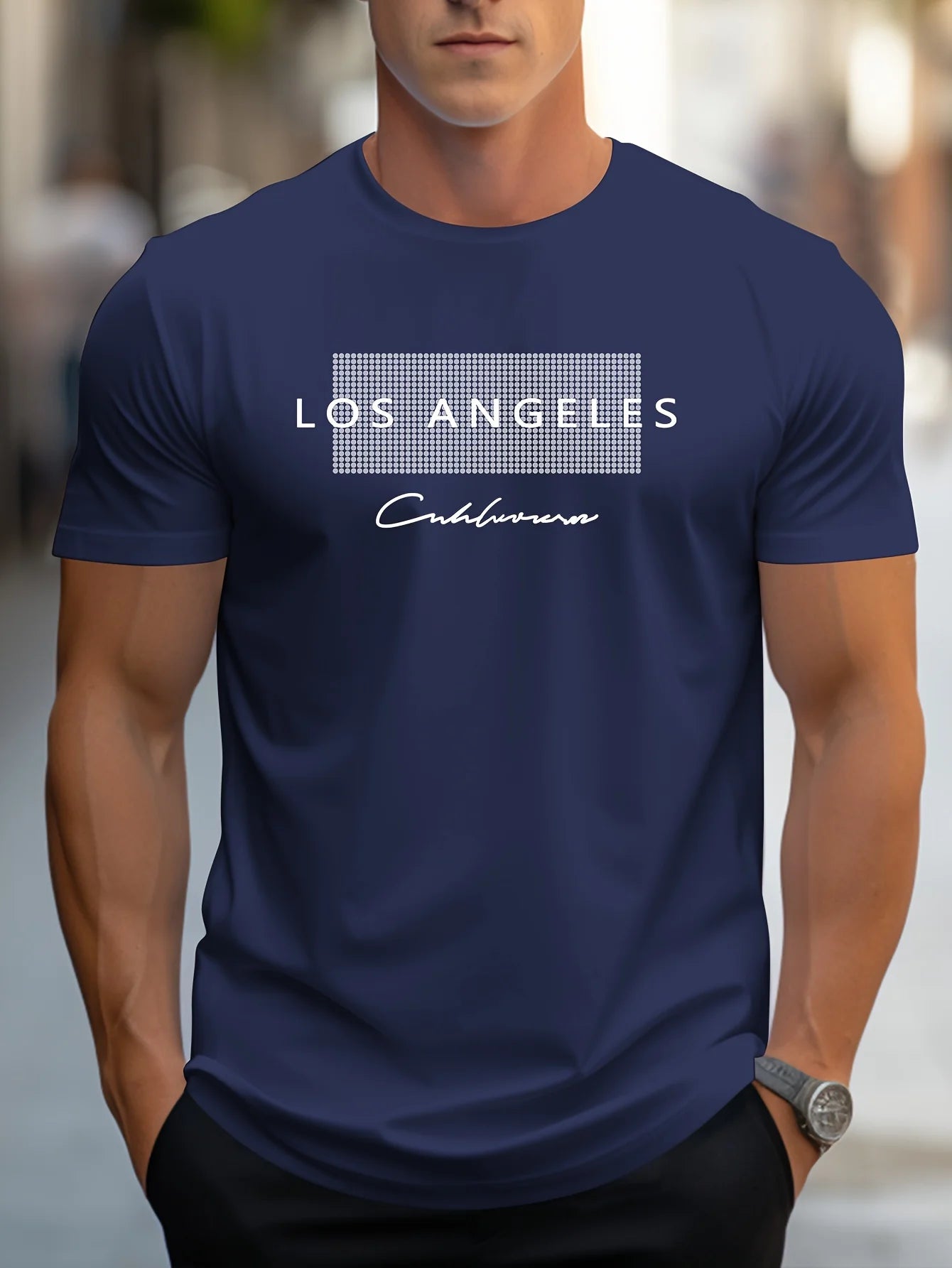 Los Angeles Graphic Printed Slim Fit Casual T-Shirt
