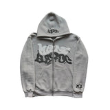 Zipper Hooded Sweatshirt With Retro American Letters