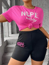 Nope Not Taday Letter Prints Tops & Shorts
