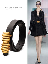 Fashion Female Elastic Belt Thin Waist Strap Circle Belt for Women Skirt Coat Sweater Leather Ladies Band Decoration Accessories