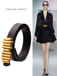Fashion Female Elastic Belt Thin Waist Strap Circle Belt for Women Skirt Coat Sweater Leather Ladies Band Decoration Accessories